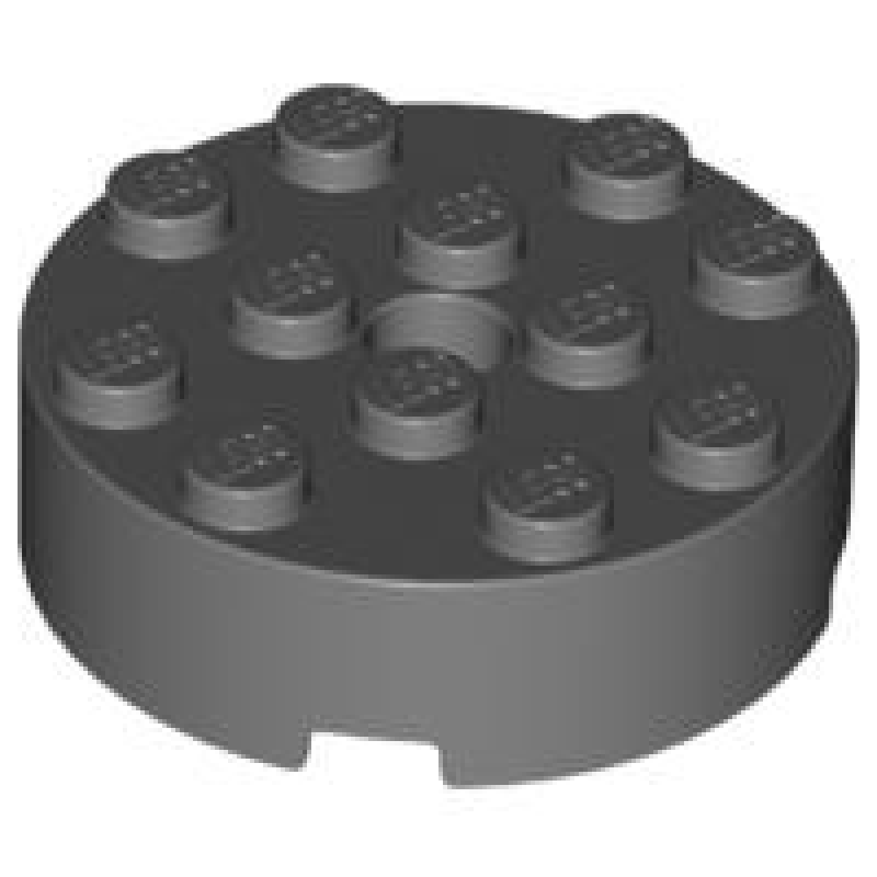 Steen, Rond 4x4 met gat Dark Bluish Gray